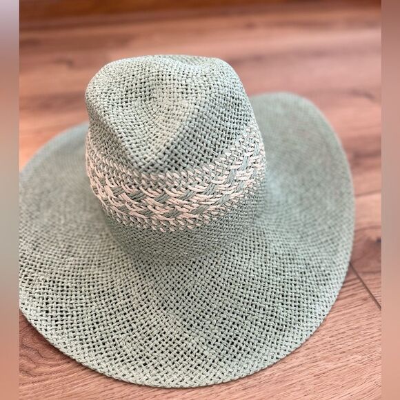 Sage Green Tweed Cowgirl Hat Perfect Beach, Festivals, Everyday Western Style - Picture 1 of 4